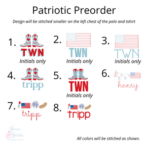 White Short Sleeve Patriotic Polo - Ships by 5/17
