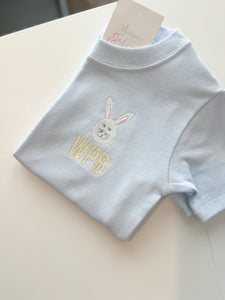 Pale Blue Short Sleeve Bunny Tshirt - Ships by 3/4